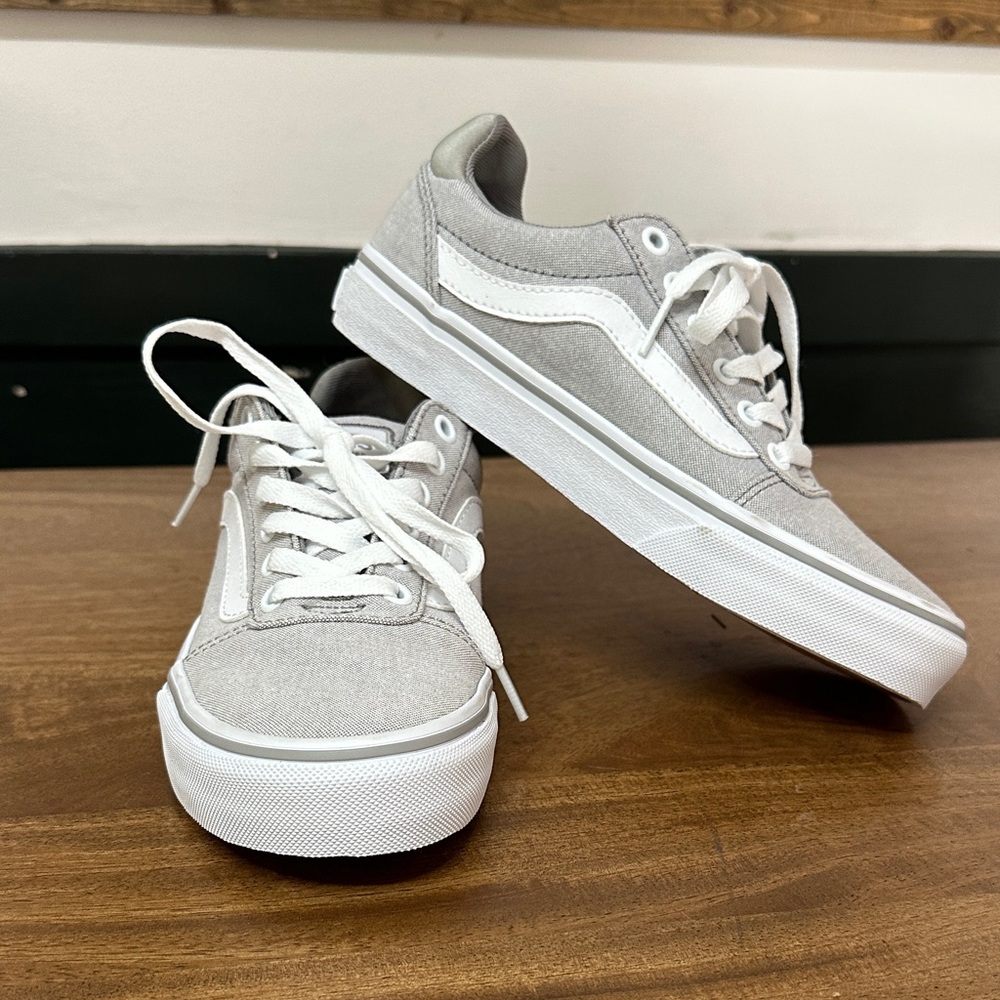 Vans Women’s Gray and White Sneakers